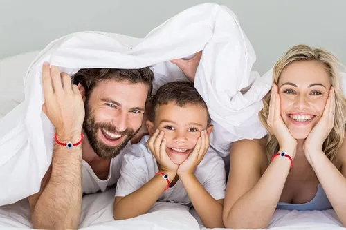 Vista 4 de Sucanra Pulsera contra el mal de ojo ajustable de cuerda roja de la suerte, pulsera de protección de la cábala para mamá y yo, juego de pulseras a