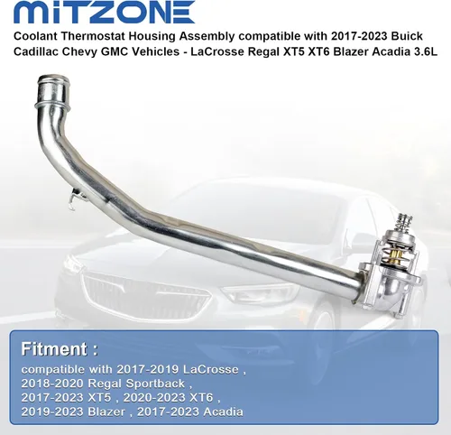 Vista 2 de Ensamble de carcasa de termostato refrigerante MITZONE compatible con vehículos Buick Cadillac Chevy GMC 2017-2023 - LaCrosse Regal XT5 XT6 Blazer