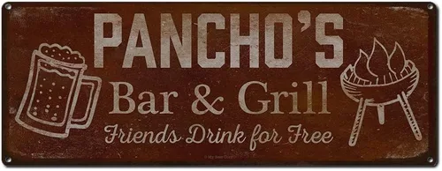 Vista 12 de Adam's Bar and Grill Friends Drink for Free, cartel de aluminio de 5.75 x 15.5 pulgadas, accesorios personalizados para bar y decoración de pared