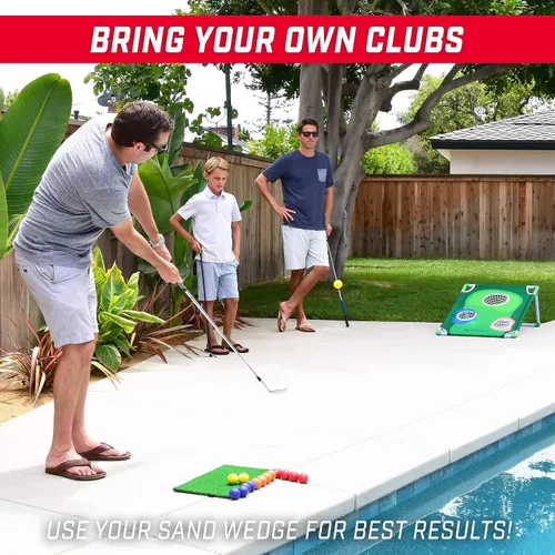 Vista 4 de GoSports BattleChip Backyard Golf Cornhole Games – Includes Targets, Chipping Mats, Foam Golf Balls, Scorecard and Carry Case