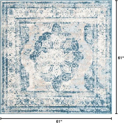 Vista 197 de Unique Loom Sofia Collection - Alfombra de área - Salle Garnier (3' 3" x 5' 3" Rectángulo, Turquesa/Azul)