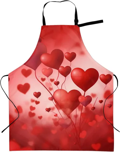 Vista 10 de Delantal de cocina a cuadros rojos y verdes para mujer con cuello ajustable, tamaño adulto, para cocina, pintura, regalo