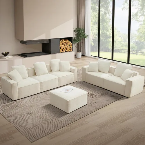 Vista 12 de WILLOVE Juego de sofá modular modular, sofá nube de felpilla con reposabrazos anchos y 8 almohadas, sofás de asiento profundo para sala de estar, 4