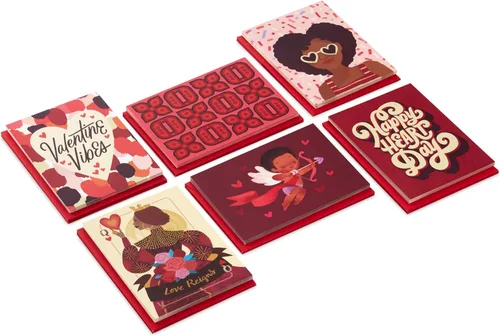 Vista 4 de Hallmark Surtido de tarjetas de San Valentín de caoba (36 tarjetas con sobres) Cupido, Vibes de San Valentín