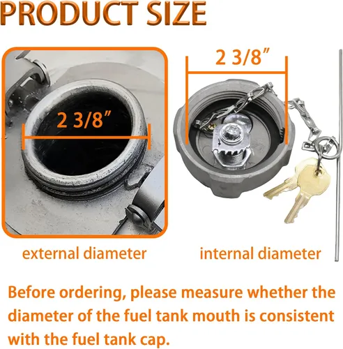 Vista 3 de Fokes Tapa de Combustible Diésel con Bloqueo de 2 3/8" Compatible con Freightliner M2 Camiones Semi de Caja Pequeños Tanque de Combustible, Tapa