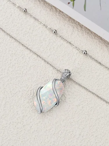 Vista 7 de Gifts for Women 925 Sterling Silver Necklace for Women Dainty Oval Stone Pendant Fine Jewelry Anniversary Birthday Valentines Day Gifts for Her