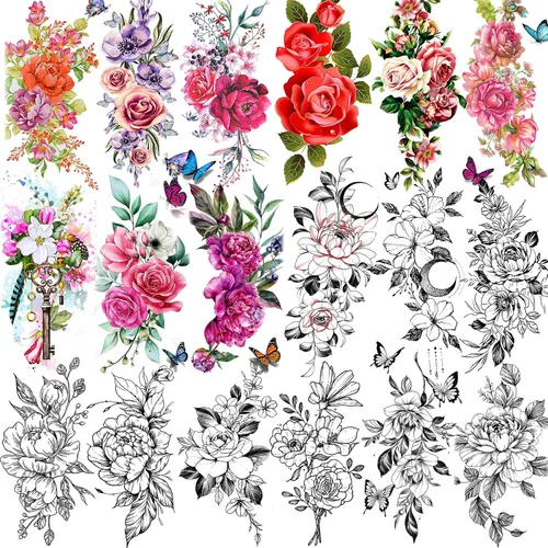 Vista 16 de 49 hojas de tatuajes temporales tribales negros para mujeres, hombres, adultos, brazo, cuerpo, de larga duración, lobo maorí, tigre, león, guerrero