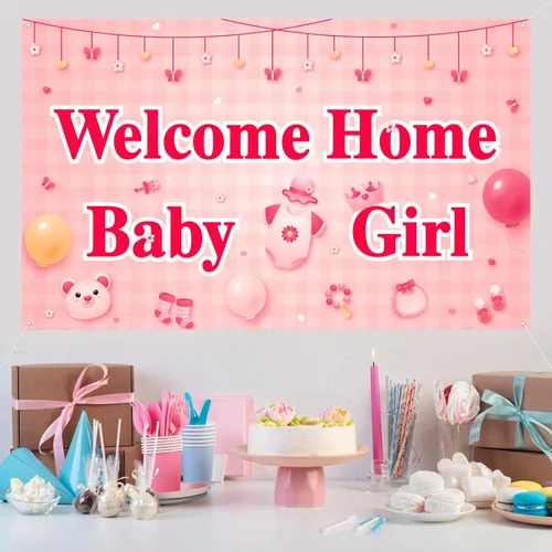 Vista 4 de Labakita Cartel de bienvenida a casa para niña, cartel de bienvenida a casa para nueva niña, cartel de bienvenida para niña nueva, letrero de baby