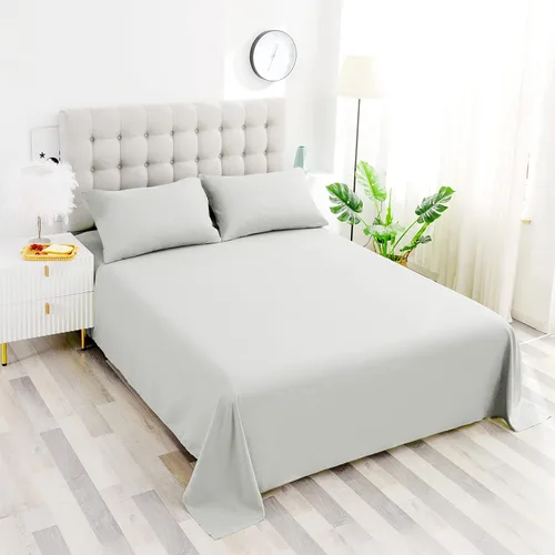 Vista 5 de Soft Aqua - Sábana encimera de tamaño individual 100% algodón satinado, 600 hilos, calidad de cama, sábana encimera, fresca y lisa, solo una sábana