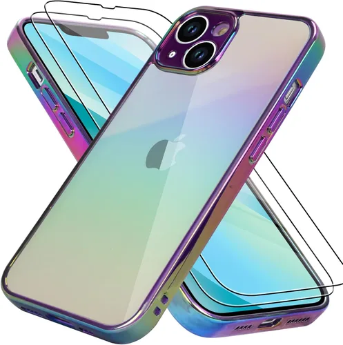 Vista 15 de Bonoma Funda magnética para iPhone 13 【Soporte para Magsafe】Protector de cámara de lujo de cristal fluorescente iridiscente con láser brillante + 2