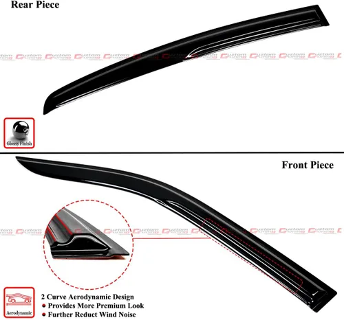 Vista 2 de Deflector de protección contra la lluvia para ventana de estilo M en 3D ondulado, color negro, compatible con Dodge Charger 2011-2023