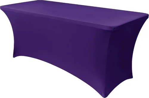 Vista 79 de Obstal Funda de mesa de elastano elástica de 4 pies para mesas plegables estándar, paquete de 2 manteles rectangulares universales ajustables