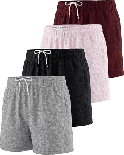 Vista 15 de Paquete de 4 pantalones cortos de malla para niñas, atléticos, baloncesto Conjunto 1