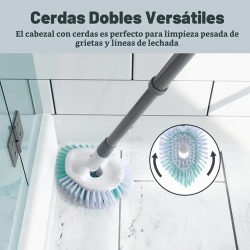 Vista 3 de Casabella Cepillo para bañera y azulejos con mango extensible de 28 pulgadas y almohadilla para fregar