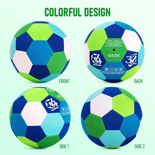 Vista 6 de Balón de fútbol para interiores, tamaño 4, suave, segura y silenciosa, pelota de juguete deportiva para interiores y patio, colorido cumpleaños