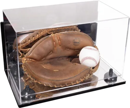 Vista 118 de Better Display Cases Vitrina de guantes de béisbol de acrílico transparente con elevadores negros (A011/V16)
