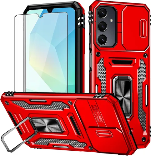 Vista 9 de Para Samsung Galaxy A16 5G Funda con Protector de Pantalla y con Cubierta de Cámara, Soporte Giratório de 360° Grado Militar (Resistente) Protector