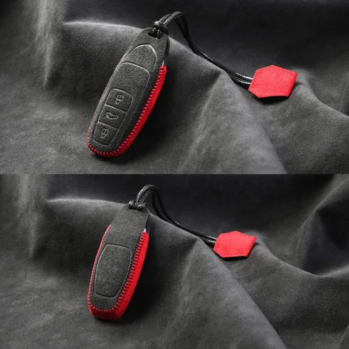 Vista 3 de Alcantara - Funda de piel hecha a mano para llavero de automóvil inteligente para Lamborghini URUS 2018-2021