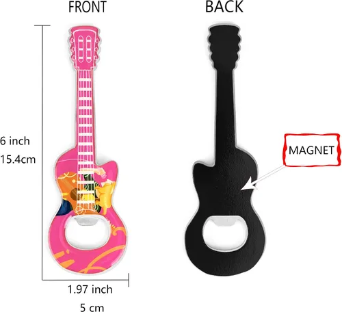Vista 2 de Abridor de botellas de guitarra de 2 piezas, abridor de cerveza con forma de guitarra para amantes de la música y la guitarra