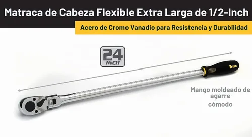 Vista 2 de Titan 11302 Trinquete de cabeza flexible extra larga de 1/2 pulgadas x 24 pulgadas y 36 dientes