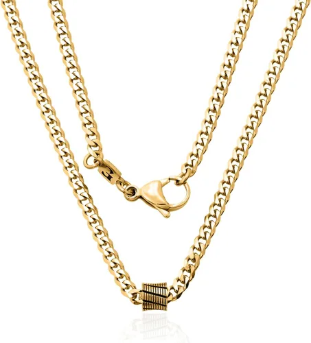 Vista 2 de Galis Classic Chains For Men - Cuban Link Chain with Small Bead Pendant, Diamond-Cut Stainless Steel, Waterproof Silver Plated Men's Necklace, Gold