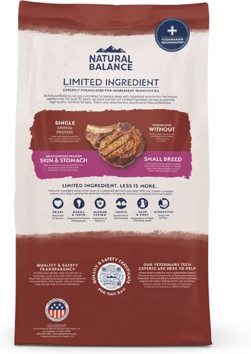 Vista 10 de Natural Balance Alimento seco para perros adultos de raza pequeña con ingredientes limitados, granos saludables, carne de res y arroz integral, 4