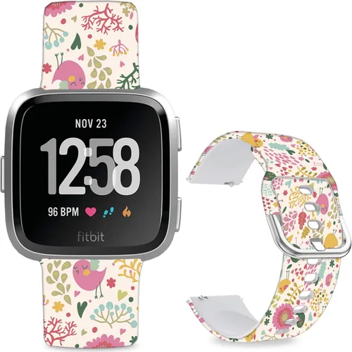 Vista 18 de Correas de reloj de silicona suave compatibles con Fitbit Versa 2/Versa/Fitbit Versa Lite/SE, correa de repuesto con bonito patrón floral de 0.98