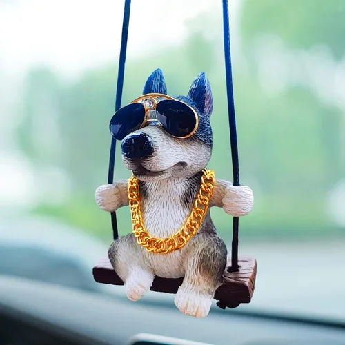 Vista 12 de Adorno colgante de coche con diseño de perro oscilante, lindo encanto de bulldog para decorar el auto para mujeres/hombres, pequeños regalos
