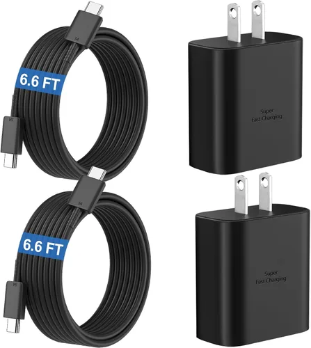 Vista 28 de Cargador súper rápido USB C de 45 W para teléfono Android tipo C, bloque de carga rápida con cable de 5 pies para Samsung Galaxy S26/S26