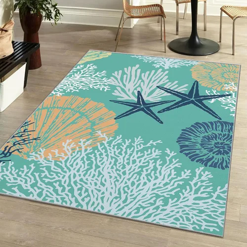 Vista 19 de Tritard Alfombra de área costera de 2 x 3 pulgadas - Pequeña alfombra plegable lavable a máquina, antideslizante, para entrada, alfombra de playa