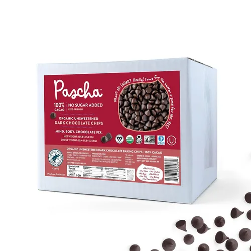Vista 13 de Pascha Mini chispas de chocolate semidulce orgánico a granel para hornear, 55% de cacao, sin alérgenos, sin OMG, veganas y de comercio justo, 10
