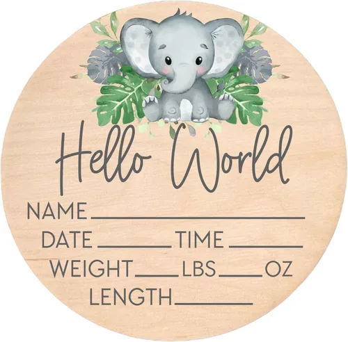 Vista 16 de Letrero de recién nacido "Hello World" - Placa de anuncio de nacimiento con nombre de bebé para hospital - Accesorio para fotos - Decoración