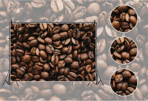 Vista 3 de Fondo de foto con tema de cafetería, granos de café, fondo de sesión de fotos, 5 x 3 pies, para adultos y niños, decoración de fiesta de cumpleaños