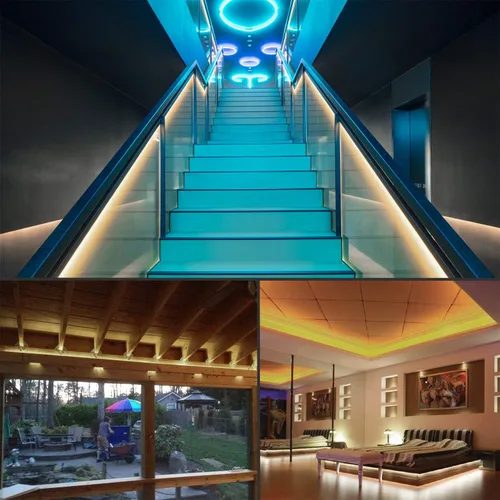Vista 5 de Guirnalda de luces LED, 5 metros, tira de luces impermeable y conectable, 3000K blanco suave, iluminación de ambiente para interiores y exteriores