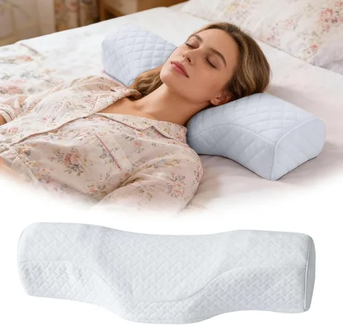 Vista 11 de Neck Therapy Pillow with Cervical Traction Design, Memory Foam Ergonomic Neck Support Pillow for Shoulder Relaxation and Posture Correction, Ideal