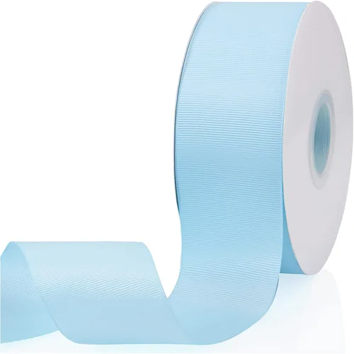 Vista 74 de Cinta de grogrén de doble cara de color liso azul bebé de 1-1/2 pulgadas x 50 yardas para envolver regalos, bodas, fiestas, manualidades, lazos