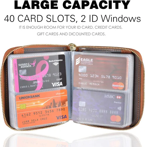 Vista 3 de Easyoulife - Billetera de piel con cierre y tarjetero para mujer, con bloqueo de interferencia de radiofrecuencia (RFID), cartera Rfid, M