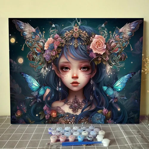 Vista 12 de Tucocoo Pintura de bebé durmiendo por número para adultos y niñas africanas, pintura por número para niños, estilo de moda, pintura moderna