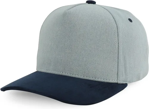 Vista 24 de Trendy Apparel Shop Gorra de béisbol combinada de 5 paneles de algodón y gamuza Piedra real