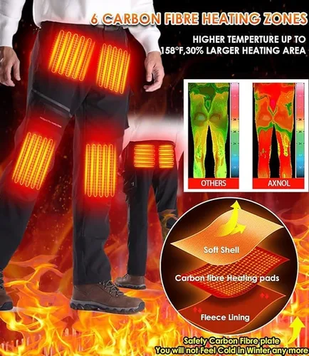 Vista 3 de Heated Pants with 20000mAh Battery Pack Electric Heated Snow Hiking Pants Winter Softshell Outdoor Trousers