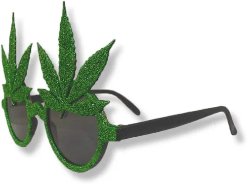 Vista 2 de Gafas de sol novedosas con purpurina de marihuana Pot Leaf