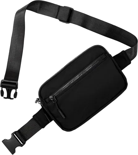 Vista 2 de Cangurera para hombre, bolsa de cinturón de moda para mujer, bolsa cruzada impermeable con 4 bolsillos con cremallera para caminar, correr, viajar