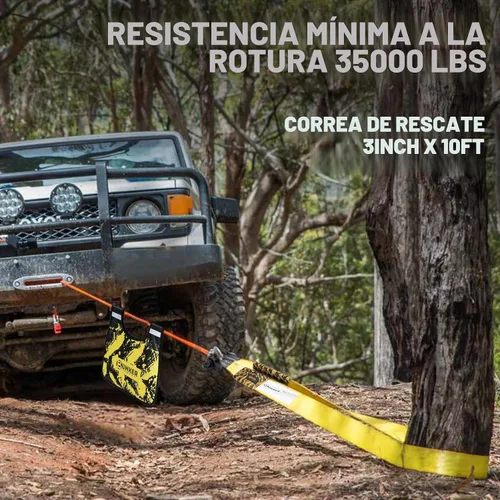 Vista 7 de BUNKER INDUST Correa de Remolque de Servicio Pesado, Correa de Cabrestante Tree Saver de 3 pulgadas x 10 pies, Correas de Recuperación de 35,000