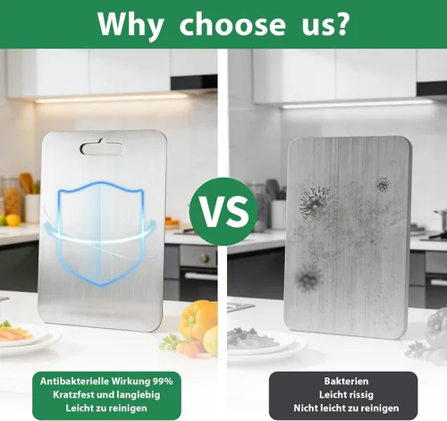 Vista 3 de 100% Pure Titanium Cutting Boards for Kitchen, Dishwasher Safe Chopping Board for Meat, Double Sided and Effortlessly Clean, with Anti-slip Mat