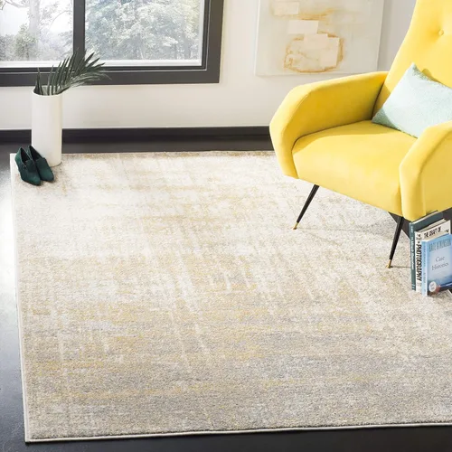 Vista 22 de SAFAVIEH Adirondack Collection - Alfombra de pasillo de 2 pies 1 pulgada x 8 pies, beige y pizarra, diseño abstracto moderno, no desprende pelusa