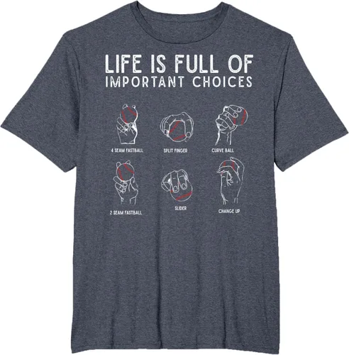 Vista 82 de Tipos de béisbol Pitches Life Choices Jugador Camiseta