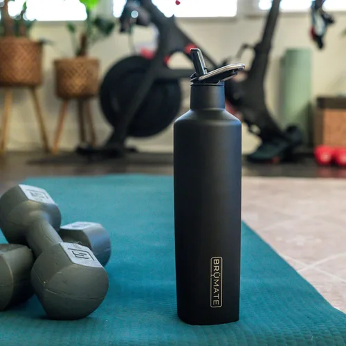 Vista 8 de BrüMate ReHydration - Botella de agua aislada 100% a prueba de fugas de 25 onzas con pajilla, cantimplora de agua de acero inoxidable (negro mate)