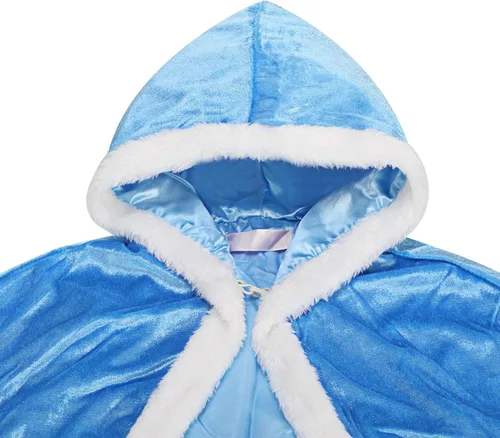 Vista 4 de SATINIOR Disfraz de princesa de piel con capucha de 4 piezas para niñas disfraces de princesa accesorios de fiesta