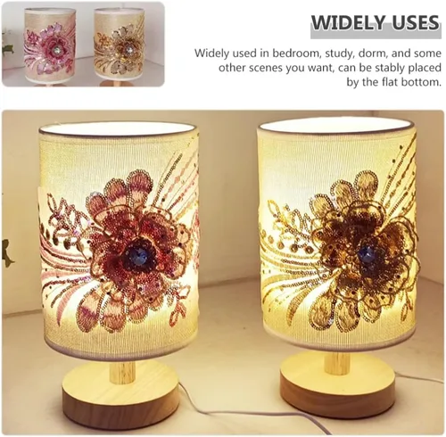 Vista 6 de OSALADI Lámpara de mesa de tela floral 3D, lámpara de escritorio elegante USB para dormitorio