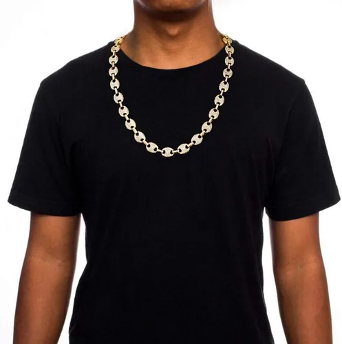 Vista 7 de FW Jewelry Cadenas de eslabones cubanos Gold Mariner para hombre, collares cubanos de grano de café, cadenas cubanas de hip hop de 16 a 30 pulgadas